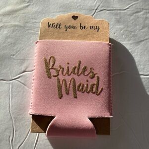 🆕 pink and gold Bridesmaid koozie